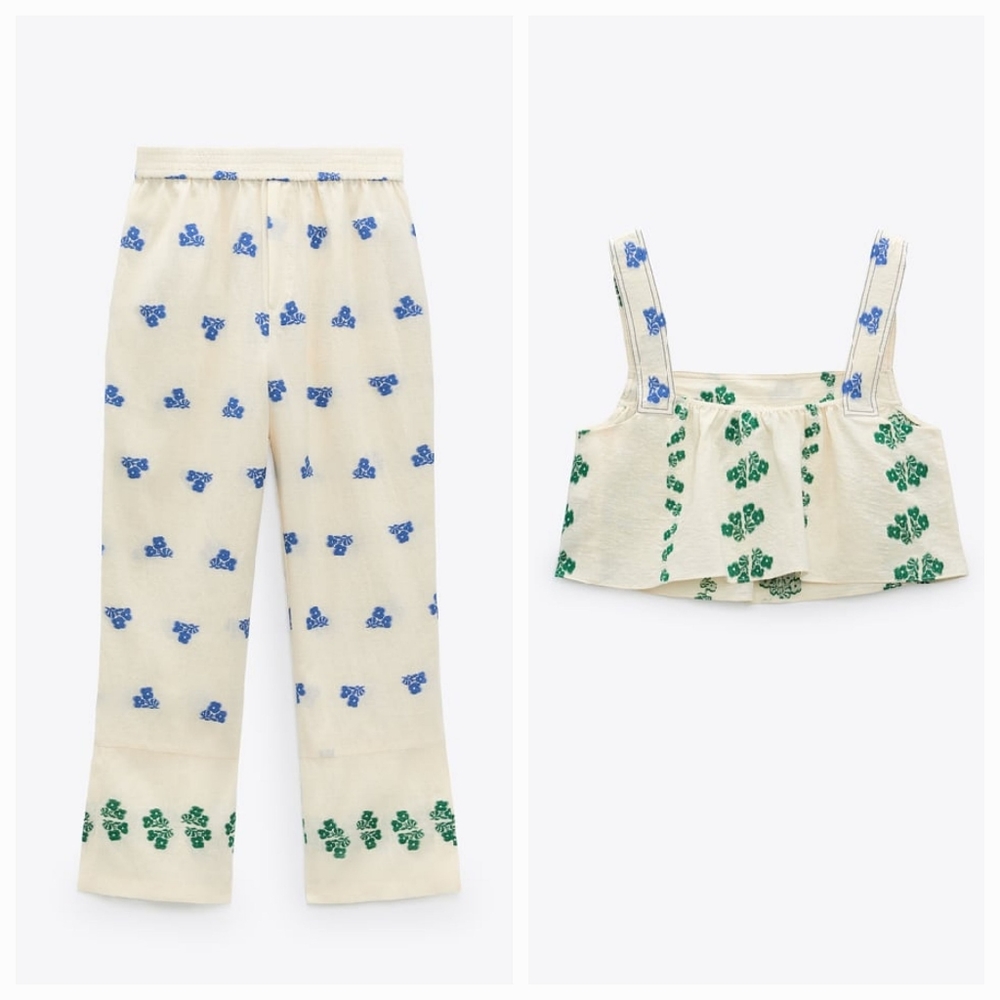 Embroidered Set Tank and Pants